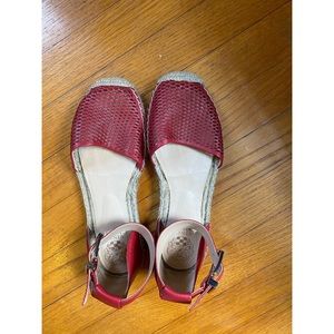 Red leather espadrilles